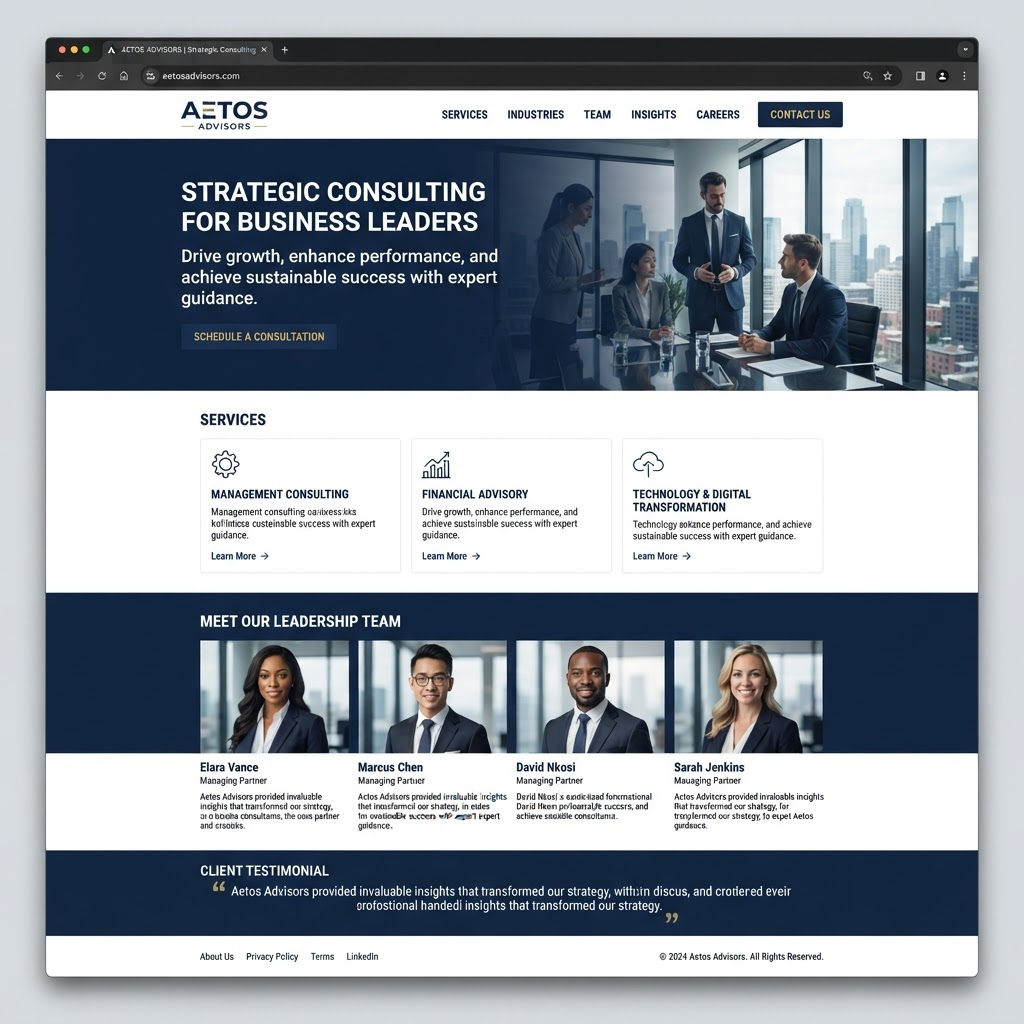 Screenshot der Consulting-Website Müller & Partner